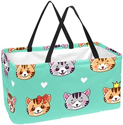 Кошница за еднократно шопинг, симпатични мачки преносни преклопни пикник намирници торбички за перење торба за купување торба