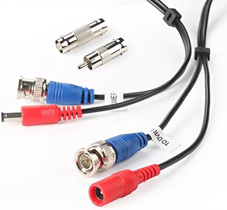 SHD 2PACK 33FEET BNC Vedio Power Cable Пред-изработен AL-in-One Camera Video BNC кабел за жица за кабел за надзор CCTV Security System со конектори