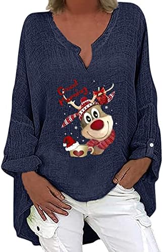 Флекманарт Женска Мода Божиќни Врвови со 3д Принт Aut И Зима Симпатична Дуксерка Тркалезен Врат Пуловер Со Долги Ракави