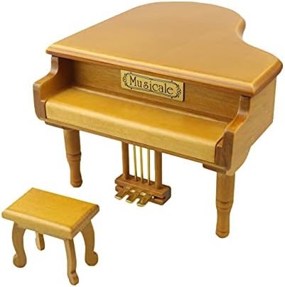 ZGJHFF дрвена гранд Еднаш, во декемвриска музичка кутија во форма на пијано со мали столици, креативен роденденски подарок за Денот
