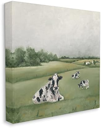 Ступел Индустрии Млечни Крави Пасење Во Тркалање Зелени Фарми, Дизајнирани Од Холихокс Платно Ѕид Уметност