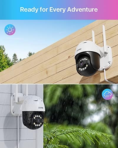 Zosi C296 5MP WiFi PTZ камера, тава/навалување на надворешна камера за домашно надзор, откривање на возила на паметни лица, ноќно гледање