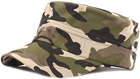 Fasbys Unisex Воена капа мажи жени памук, памук, рамна врвна бејзбол капа, прилагодлива дневна капа од кадетска капа