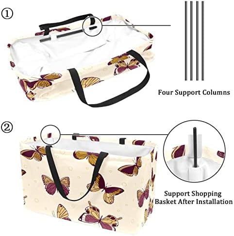 Кошар за еднократно шопинг гроздобер шема на пеперутка преносна преклопна пикник намирници кеси за перење алишта за торба за торба за