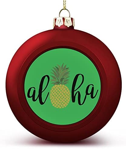 Хаваи Алоха ананас Божиќни топки украс за распрскувачки отпорен за шарм Божиќно дрво што виси декорација