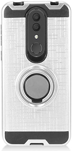 Z-GEN-Alcatel Onyx 5008R - Хибриден Телефон Случај w / Прстен Штанд + Калено Стакло Заштитник На Екранот-RS2 Сребро