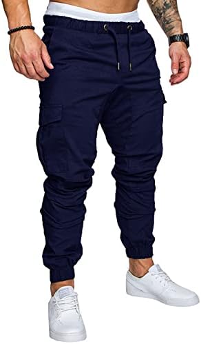 PXLOCO морнарички панталони мажи џогери џогер панталони за мажи модни големи и високи јога панталони за мажи кои работат панталони