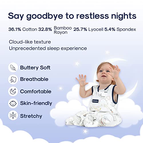 Домијамија бебешка вреќа за спиење Ултра мека дете за спиење на дете 1.0 TOG за 0-6 месеци бебето Tencel Lyocell, Bamboo & Cotton