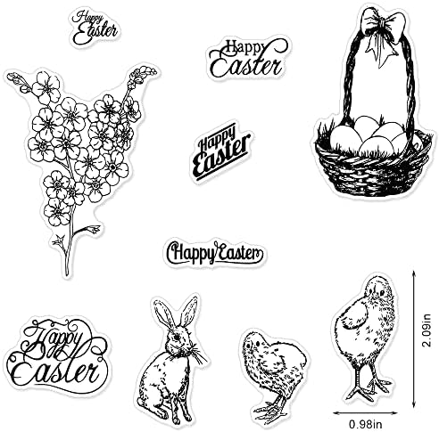 Среќни Велигденски зборови јасни марки за правење картички за белешки за украси за DIY, Велигденски јајце венец јасни марки за втиснување на