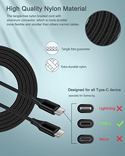 Ailkin 2 пакет со двојна порта USB C Car Charger + 2pack 6ft Брзо полнење тип Ц до C кабел