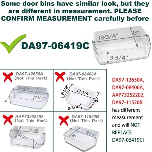 2PCS DA97-06419C Фрижидер за ладилнички корпи за корпи за полици, компатибилен со фрижидер Samsung, Заменете го DA63-04314, DA63-04316,