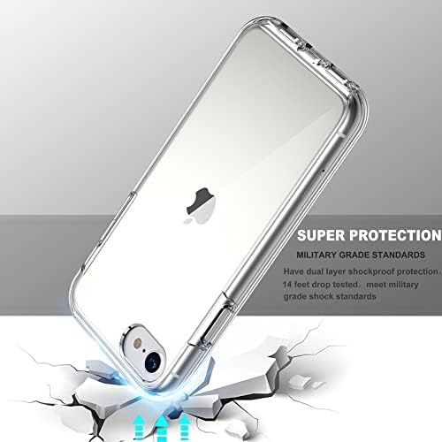 CoolQO компатибилен за iPhone 8 /iPhone 7 /iPhone 6S /6 Case, со [2 x Temered стаклен екран заштитник] јасен 360 целосен покриеност на телото