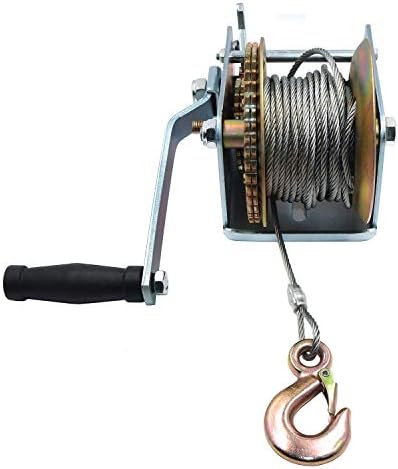 HTTMT-2000LBS DUAL GEAR HAND HAND WINCH TURNING BOAT TRAILER W/33FT CLEEL CABLE CRANK [P/N: ET-TOOL003-PO20 W/CABLE-RAW]