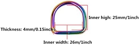 Honkenda тешка должност 1 инчи виножито метал Д прстени, подебели 1 '' Полу-кружни прстени со облик на DIY за шиење на ранец за мрежи