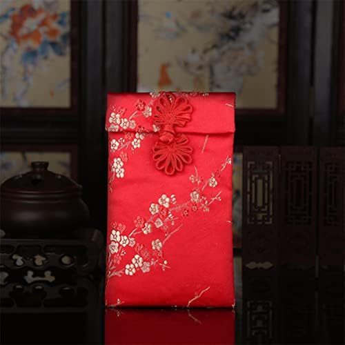 Стобок Писмо Пликови 5 парчиња Свила Црвени Коверти, 17х10. 5 см Црвени Пликови Во Кинески Стил Хонгбао Плик За Везење Со Среќни