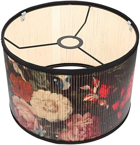 Garneck Drum Larbshade гроздобер стил цветна маса за ламба за ламба сенка бамбус абажур за домашен декор, црна