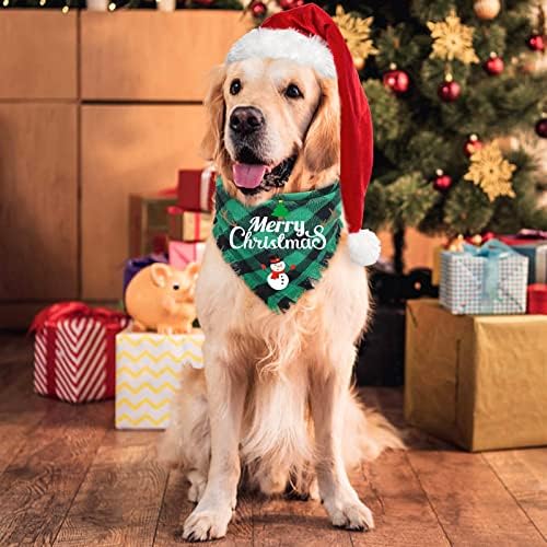 Малиер 2 пакет кучиња бандана, Божиќна класична биволска карирана шема со ресили рабови бандана, миленичиња шамија триаголник Керчиф бандана додатоци