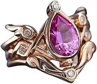 Женски прстени жени ангажмани прстени мода исклучителна капка форма со дијамантски црвен циркон венчален прстен за жени ветуваат накит за