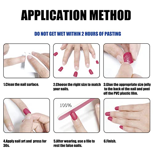 ВОТАКОС Притиснете На Ноктите Кратки Тркалезни Лажни Нокти Голи Лажни Нокти Со Розови Бранови Дизајн Сјаен Стап На Ноктите За Жени