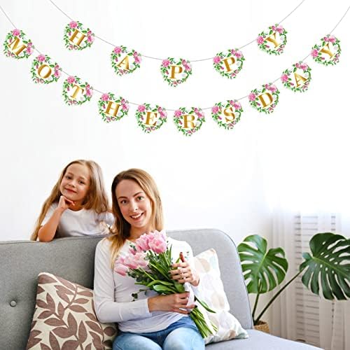 Среќен Ден На Мајката Банер Партија Материјали Декорација Пред-нанижани Венец 2 парчиња