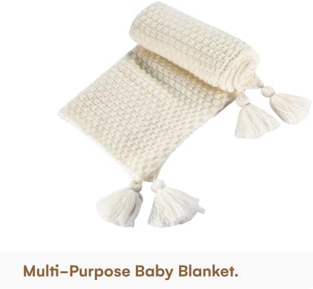 Детско однесување меко плетено бебе ќебе - Неутрално бебе ќебе - органско памучно креветче или шетач, примање ќебиња - пријатно, топло и удобно