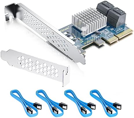 10GTEK PCIE SATA картичка 6 порта со 6 кабли SATA и заграда со низок профил, 6Gbps SATA3.0 Контролер PCI Express Expransion Card, X2, Поддршка