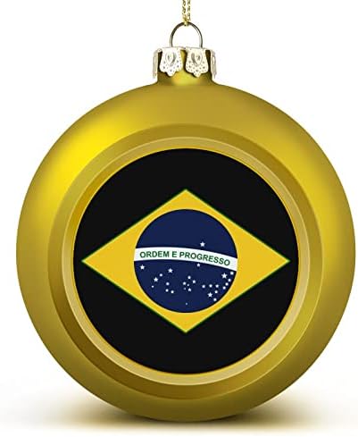 Бразилско знаме Божиќни топки украс за распрскувачки отпорен за привлечност Божиќно дрво што виси декорација