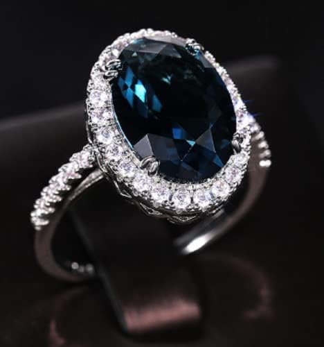 Aunnyamanee Jewelry Women Massion Mase London London Blue Topaz Gemstone Silver Ring Wedding Divents Накит 6-10
