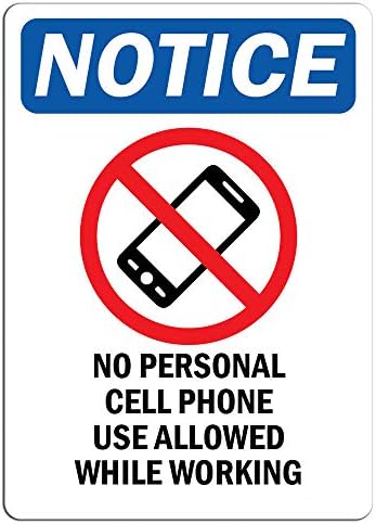 Известување - Нема дозволен знак за употреба на личен мобилен телефон со симбол | Знак за малопродажба на налепници на етикета се држи до