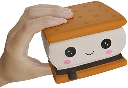 Asmfuoy smore Slow Rising Squishies играчка за деца роденденски подарок, симпатична сендвич колачиња за олеснување на стрес симулација