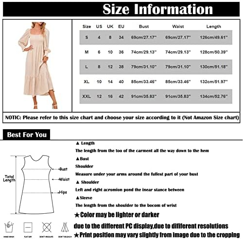 Nokmopo жени официјална фустан мода обична цврста боја Бохо лабава фустан разгален со долг ракав средно здолниште