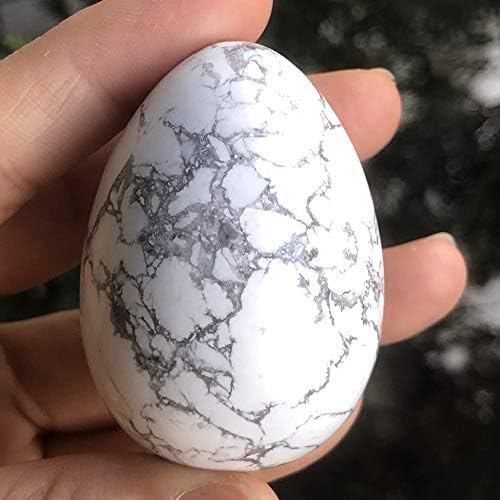 Полнеал Полиран камен јајце за велигденски ден, дланка/џеб/загриженост Еинтегрирај лековит кристален приказ на сфера фигура Фенгшуи, бела