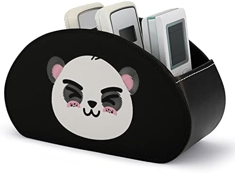 Слатка панда мечка за далечински управувач со далечински управувач со 5 оддели PU кожа мултифункционално складирање Caddy Desktop