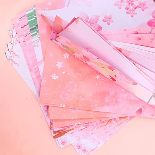 Keaziu оригами хартија 50 листови 5,9 x 5,9 инчи Сакура стил 12 разлики во боја двојно странично склопување на училишта деца романтични обрасци квадрат за уметности занает?