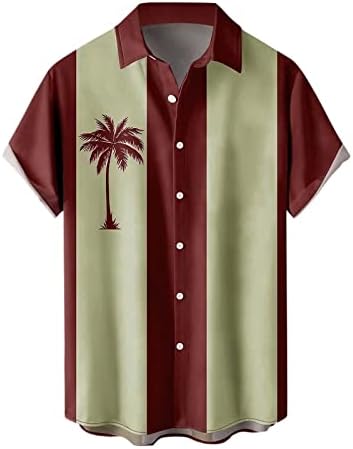 Графички маички кошули модно машко копче за лежење Хаваи, шарена печатена плажа со кратки ракави со кратки ракави со кратки ракави за кратки