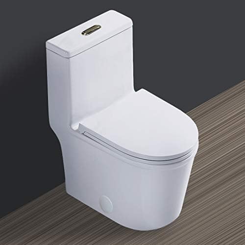 Винцо Компактен тоалет едно парче 22,8 Длабочина модерен краток дизајн двојно испирање за мала мала мини бања 12 грубо, бело, бело
