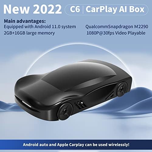 Birgus C6 Безжичен Адаптер Carplay Најновиот Android Auto и CarPlay 2-во-1 Адаптер Приклучок&засилувач; Игра 5ghz WiFi Carplay