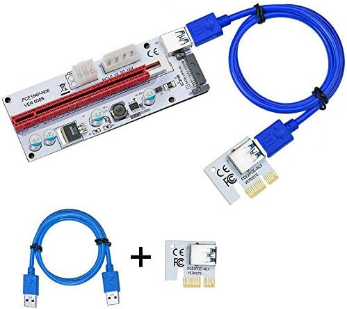 Explomos Најновиот PCI-E Express Cable 1x до 16x графички продолжение Ethereum ETH Mining Riser Adapter Adapter картичка, 60cm сина