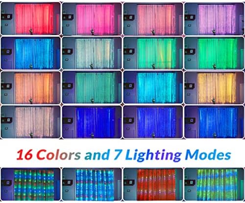 Светла за завеси на Koopower 9,8 x 10,8ft 300 LED диоди 16 бои Промена на USB приклучок во Windows Lights 8 режими со далечински управувач