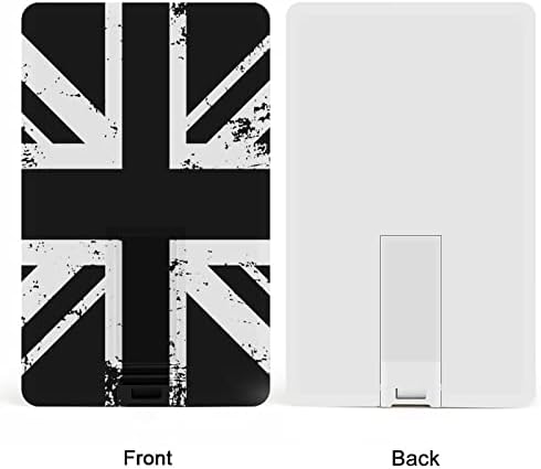 Кредитна картичка со бело и црно британско знаме USB Flash Drives Персонализирани мемориски стапчиња клуч за корпоративни подароци