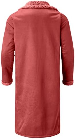 Beuu Fleece Long Cardigan Count за мажи, отворено предно копче Туника волна ровови палта меки зимска топла надворешна облека