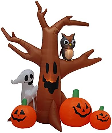 Пакет за украси за забави на Ноќта на вештерките, вклучува мртво дрво со надувување од 8 нозе со дух и тикви, и 9 нозе високи надувување