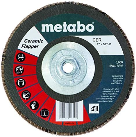 Метабо - Апликација: Челик/не'рѓосувачки челик - 7 Керамички флапер 40 5/8 -11 T29 фиберглас, дискови за размавта - керамички флапер - керамика
