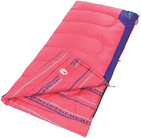 Колман деца 50 ° F, вреќа за спиење, удобна торба за спиење за деца, одговара на деца високи до 5 метри, сјај во темниот дизајн,