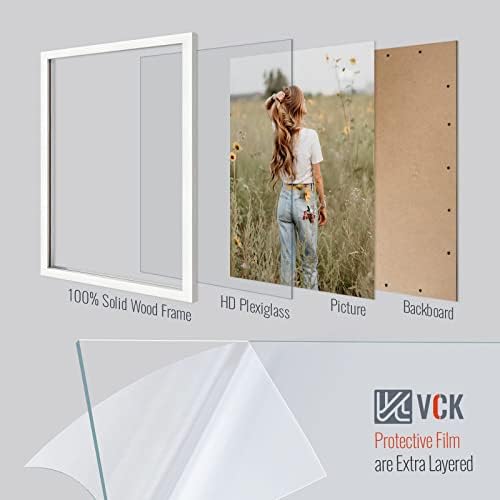 VCK 20x28 Постери за поставување на 2, рамка со бело цврсто дрво со текстурирана ексклузивна, рамка за слики со wallидови со галерија