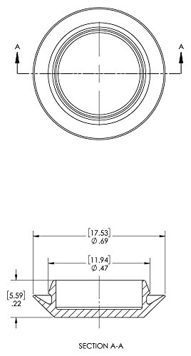 Приклучок за копче Caplugs 99190820 со глави од типот на светло, пластика, големина на дупка .43-.45 , дебелина на метал .03-.06,