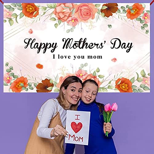 Среќен позадина на Денот на мајката Банер, 71x45 инчи мајки Денот на мајките за забава loveубов мама позадина забава украси мајки ден