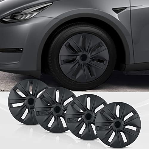 Lonsge Fit for Tesla Model Y 19 Inch Wheels Covers, HubCap компатибилен со 2020-2023 Tesla, комплетно завиткан комплет за заштита на раб,