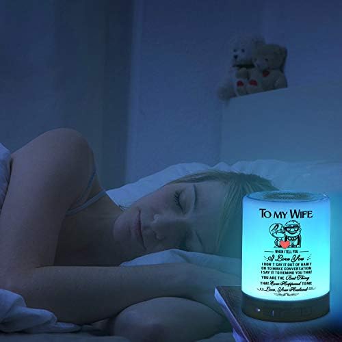 Kwood персонализирана ноќна светлина за сопругата, врежана ламба за маса за допир за спални соби за дневна соба со Bluetooth звучник