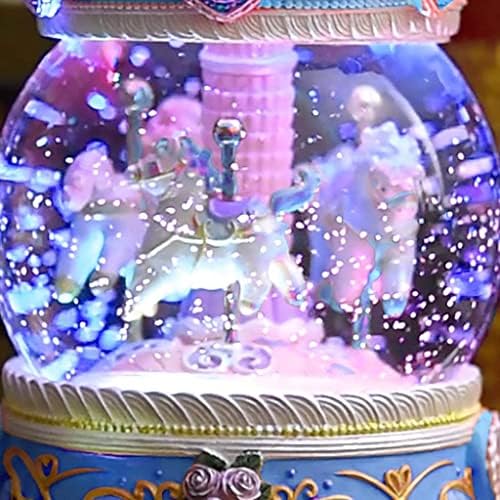 ЕПАНО Автоматско снег ветровито Спинг музички кутија, музичка кутија со рингишпил кристал топка разнобојни предводени светла играчка за